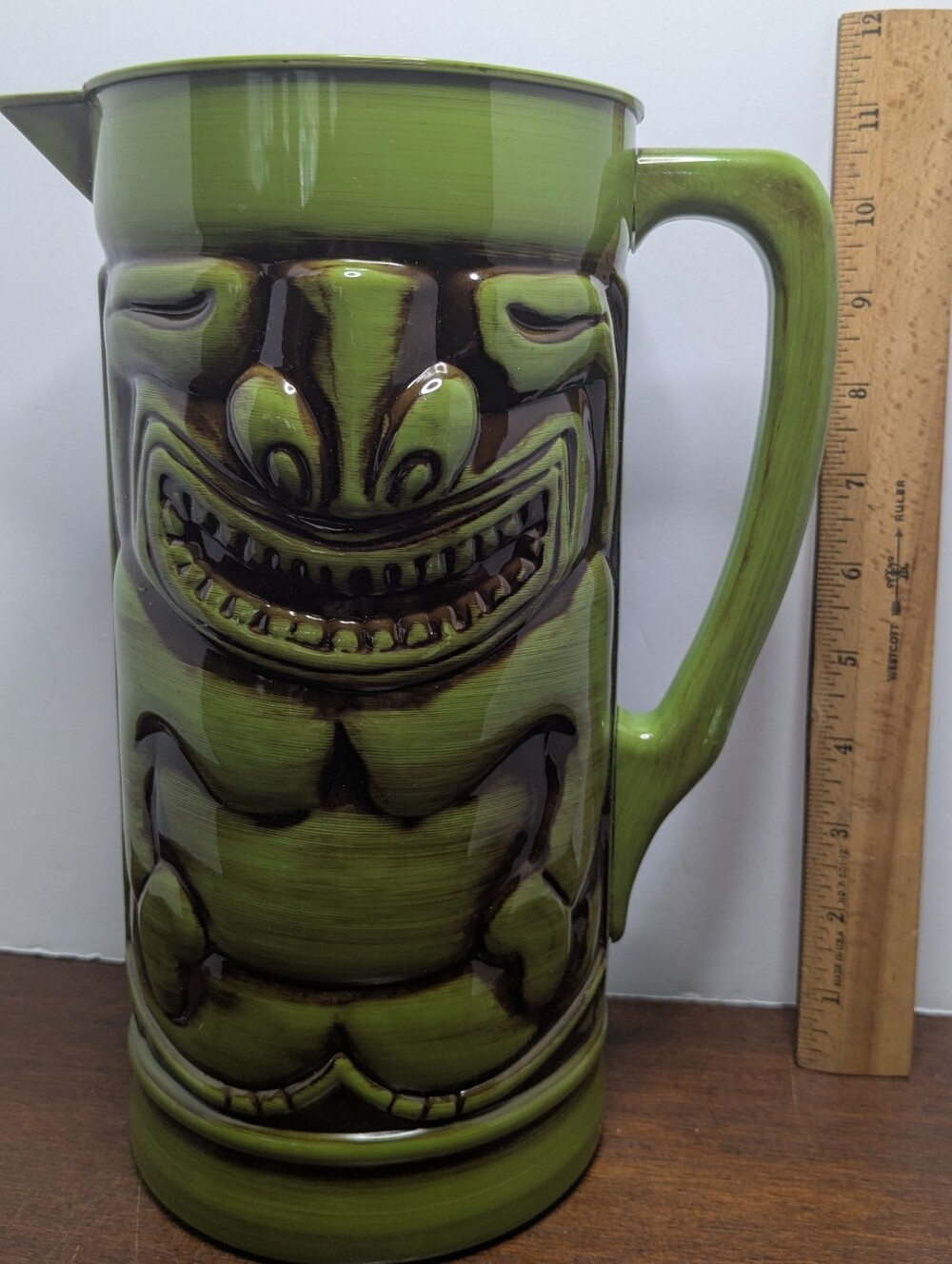 Plastic Pitcher Tiki Hawaiian Hard Plastic Inter American Products 10.5”